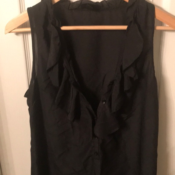 Black sleeveless blouse with with ruffle detail - Picture 2 of 3